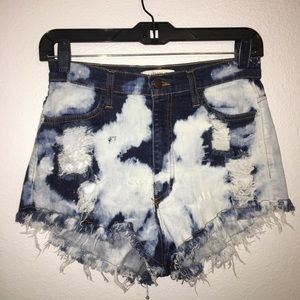 Acid wash High Waist Cut Off Jean Shorts
